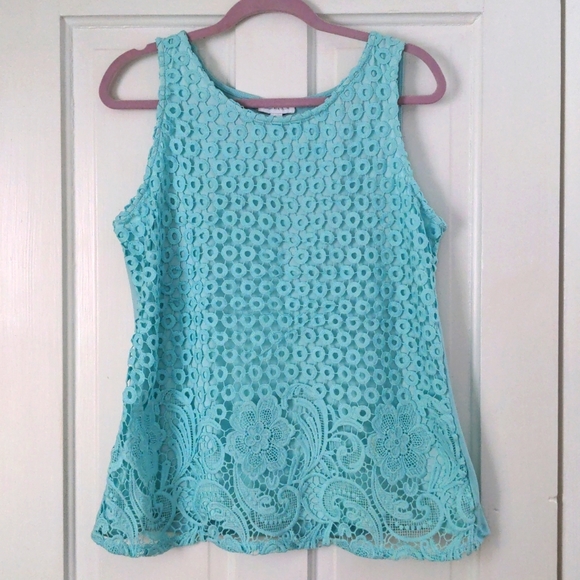Charter Club Tops - Aqua Mixed Media Blouse (like new)